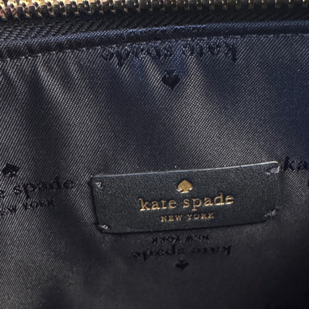 New kate spade Kayla small black Pebbled Leather Double-Zip Crossbody Gold NWT - Picture 7 of 7